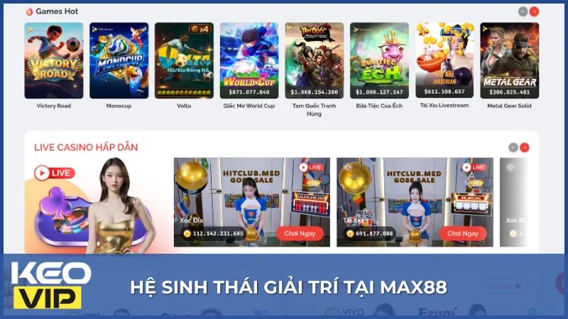 Max88 phát triển nhiều sản phẩm giải trí với đa dạng trò chơi và thị trường thể thao